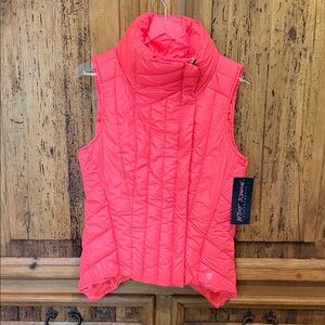 Betsey Johnson Neon Coral Electric Orange Quilted Puffer Vest